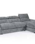Canapé d'angle convertible avec coffre de rangement en velours chiné gris SAMINA - Angle droit