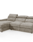 Canapé d'angle convertible avec coffre de rangement en velours chiné taupe SAMINA - Angle gauche