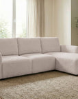 Canapé d'angle convertible avec coffre en tissu bouclette beige MARLA - Angle droit