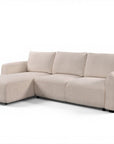 Canapé d'angle convertible avec coffre en tissu bouclette beige MARLA - Angle gauche