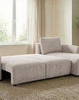 Canapé d'angle convertible avec coffre en velours chiné beige MARLA - Angle droit