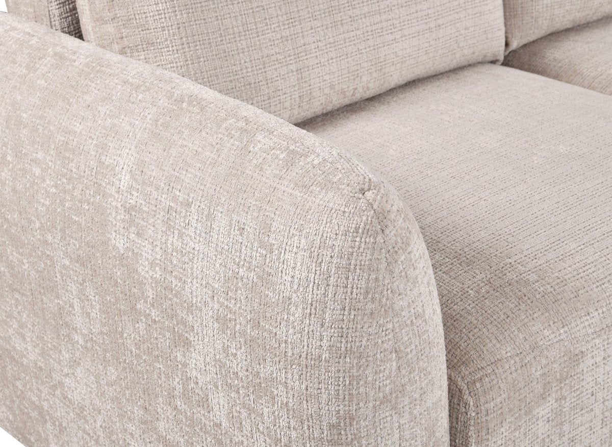 Canapé d'angle convertible avec coffre en velours chiné beige MARLA - Angle droit