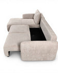 Canapé d'angle convertible avec coffre en velours chiné beige MARLA - Angle gauche
