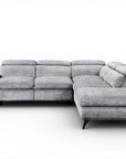 Canapé d'angle convertible avec coffre en velours chiné gris LUFY - Angle droit