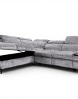 Canapé d'angle convertible avec coffre en velours chiné gris LUFY - Angle gauche