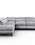 Canapé d'angle convertible avec coffre en velours chiné gris LUFY - Angle gauche