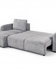 Canapé d'angle convertible avec coffre en velours chiné gris MARLA - Angle gauche