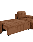 Canapé d'angle convertible avec coffre en velours chiné terracotta MAHLONE - Angle droit
