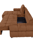 Canapé d'angle convertible avec coffre en velours chiné terracotta MAHLONE - Angle gauche