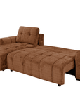 Canapé d'angle convertible avec coffre en velours chiné terracotta MAHLONE - Angle gauche
