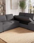 Canapé d'angle convertible en tissu gris foncé ALBAN - Angle droit