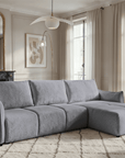 Canapé d'angle convertible et réversible en velours chiné gris MYSA