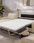 Canapé d'angle convertible et réversible ouverture express en velours côtelé beige JULIETTE