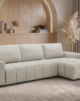 Canapé d'angle convertible ouverture express en tissu beige AGATHE - Angle droit