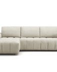Canapé d'angle convertible ouverture express en tissu beige AGATHE - Angle gauche