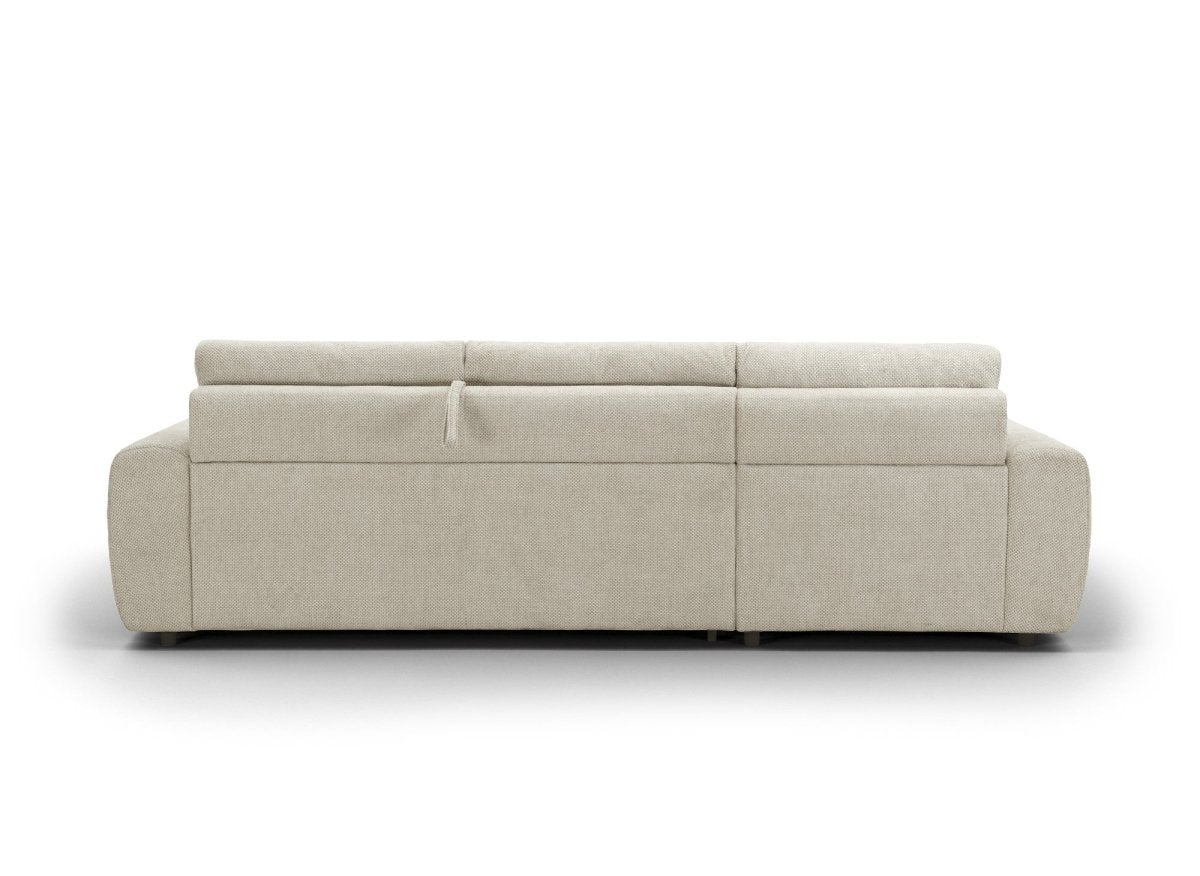 Canapé d'angle convertible ouverture express en tissu beige AGATHE - Angle gauche