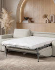 Canapé d'angle convertible ouverture express en tissu beige AGATHE - Angle gauche