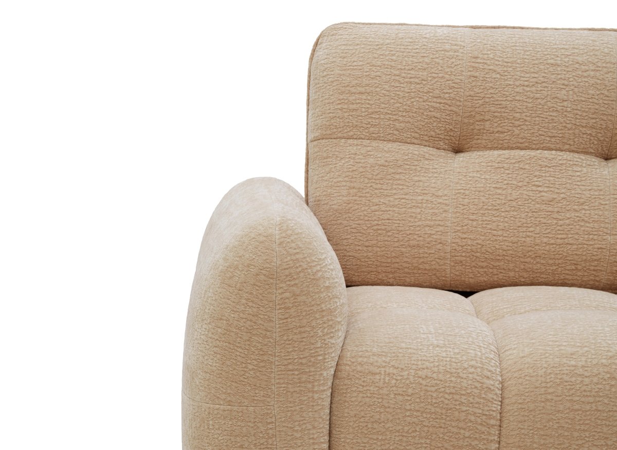 Canapé d'angle en velours tissé beige avec dossier réglable ADONIS - Angle droit