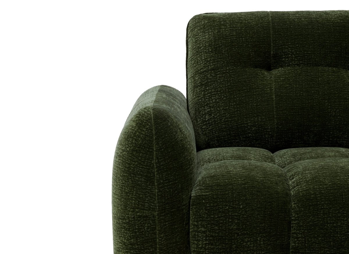 Canapé d'angle en velours tissé vert olive avec dossier réglable ADONIS - Angle droit