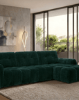 Canapé d'angle en velours tissé vert sapin avec dossier réglable ADONIS - Angle droit