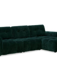 Canapé d'angle en velours tissé vert sapin avec dossier réglable ADONIS - Angle droit