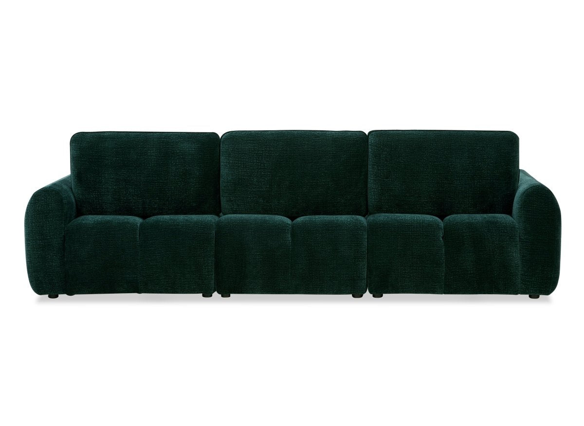 Canapé d'angle en velours tissé vert sapin avec dossier réglable ADONIS - Angle droit