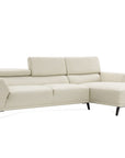 Canapé d'angle fixe avec méridienne en tissu beige KALISTA - Angle Droit