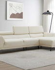 Canapé d'angle fixe avec méridienne en tissu beige KALISTA - Angle Droit