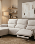 Canapé d’angle relax électrique en tissu beige LUDMILA - Angle gauche