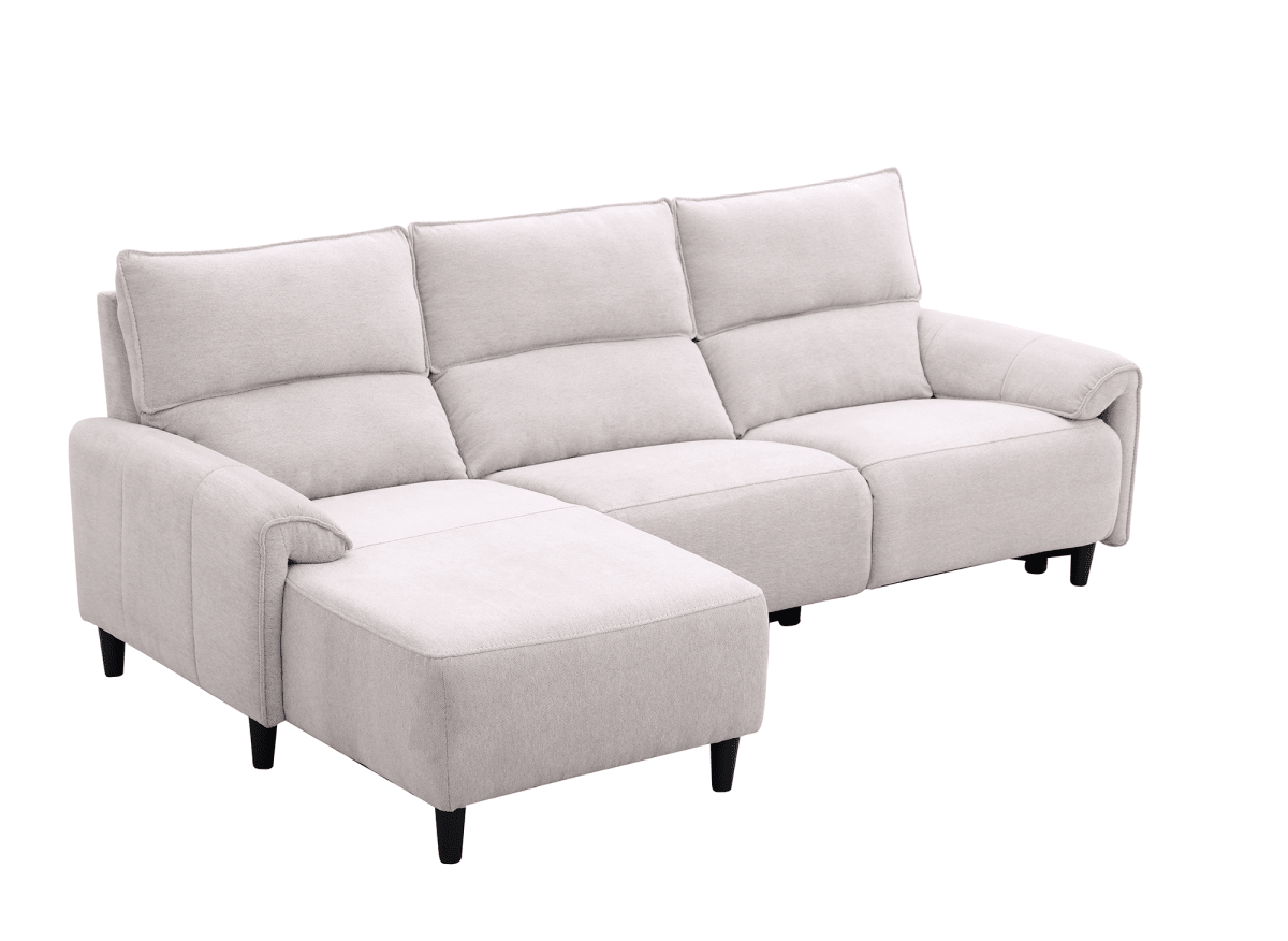 Canapé d’angle relax électrique en tissu beige LUDMILA - Angle gauche