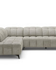 Canapé d'angle relax électrique en velours chiné beige ALVAR - Angle gauche