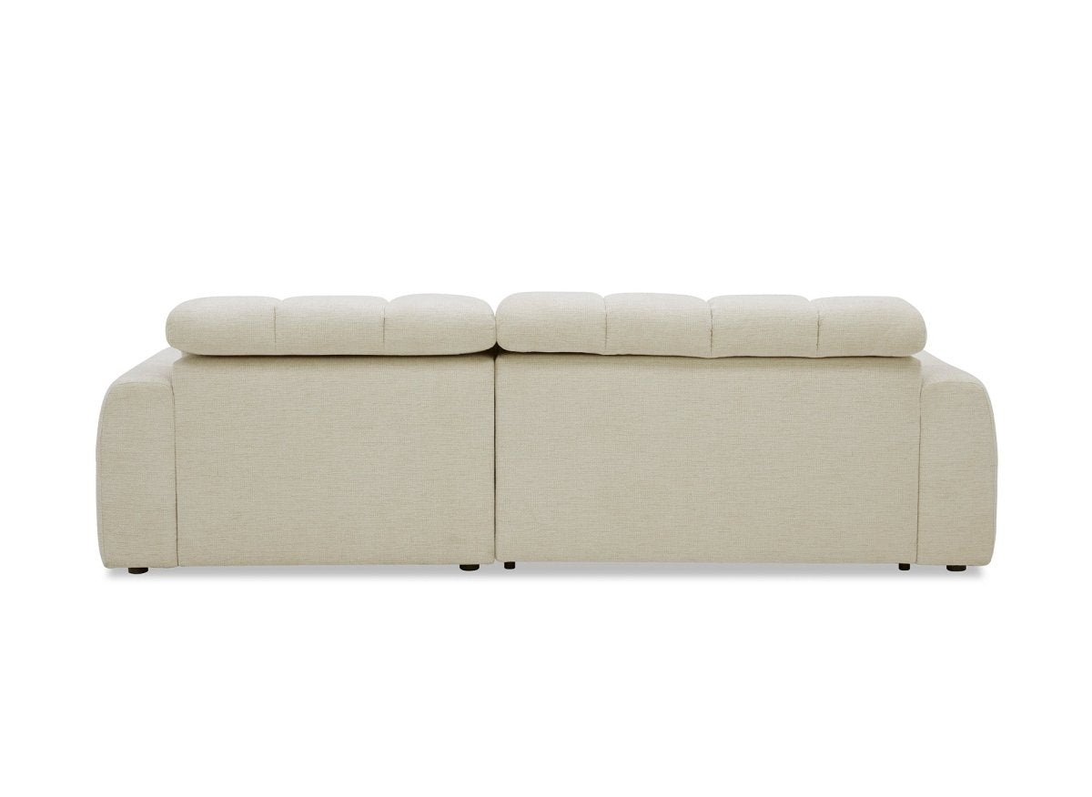 Canapé d'angle relax électrique en velours chiné beige DANIA -Angle droit