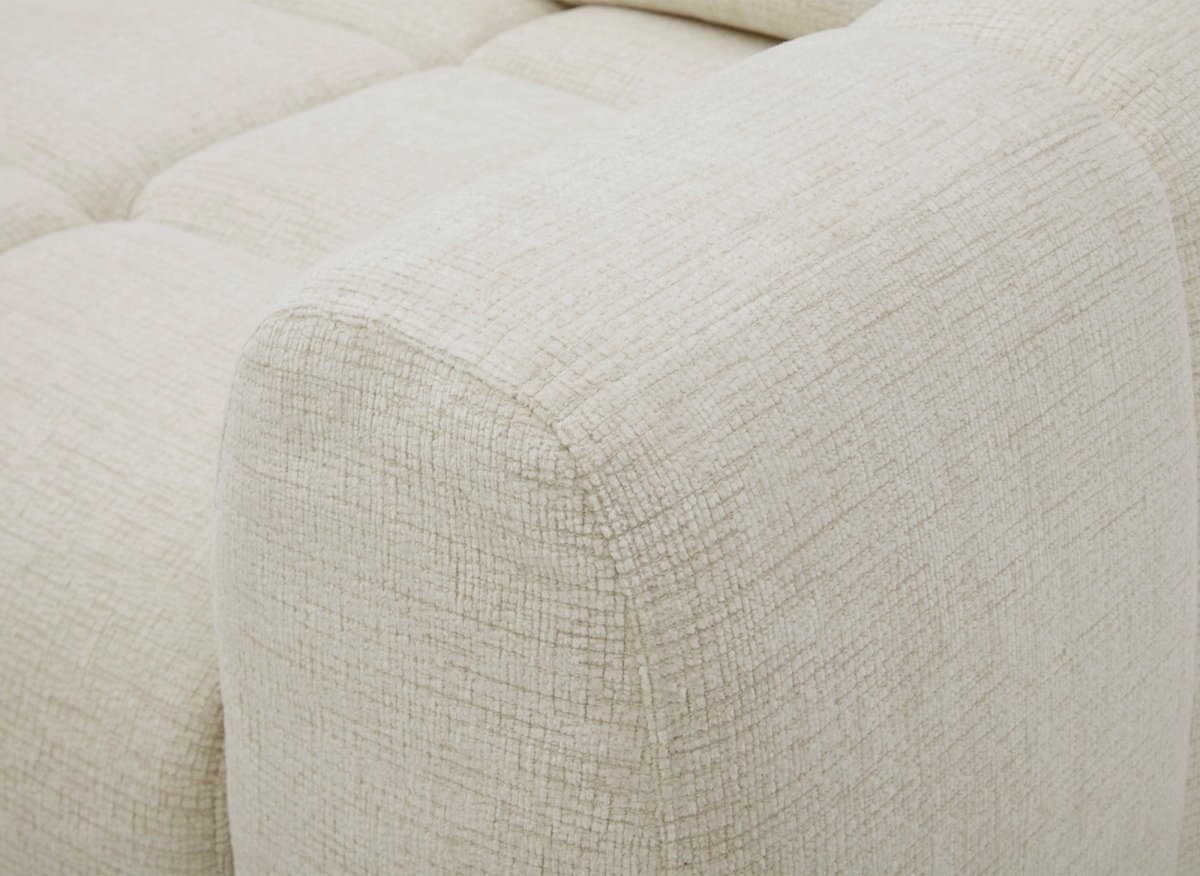 Canapé d'angle relax électrique en velours chiné beige DANIA -Angle gauche