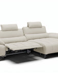 Canapé d’angle relax électrique en velours chiné beige LYANA - Angle droit