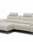Canapé d’angle relax électrique en velours chiné beige LYANA - Angle gauche