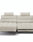 Canapé d’angle relax électrique en velours chiné beige LYANA - Angle gauche