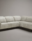 Canapé d'angle relax électrique en velours chiné beige SOLINA - Angle droit