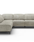 Canapé d'angle relax électrique en velours chiné beige SOLINA - Angle gauche