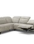 Canapé d'angle relax électrique en velours chiné beige SOLINA - Angle gauche