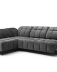 Canapé d'angle relax électrique en velours chiné gris ALVAR - Angle gauche