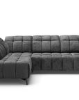 Canapé d'angle relax électrique en velours chiné gris ALVAR - Angle gauche