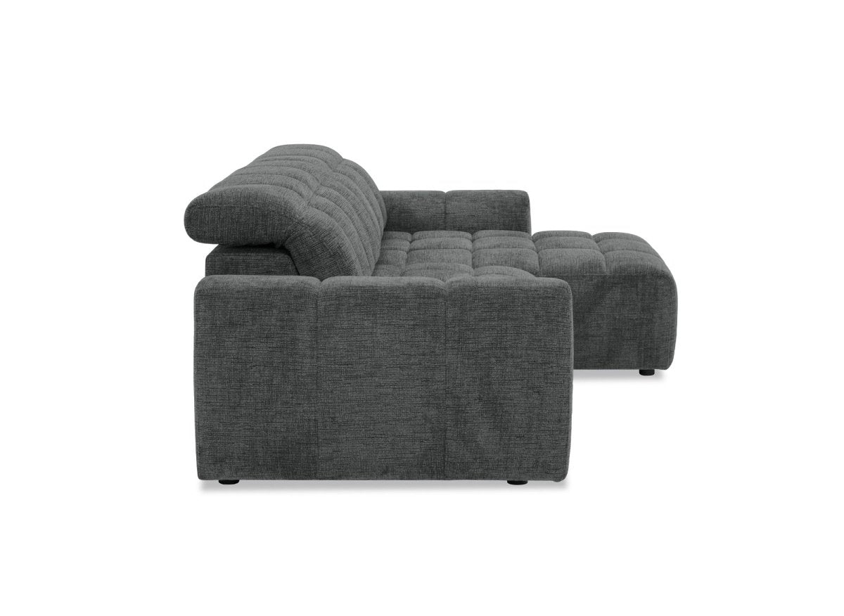 Canapé d'angle relax électrique en velours chiné gris DANIA -Angle droit
