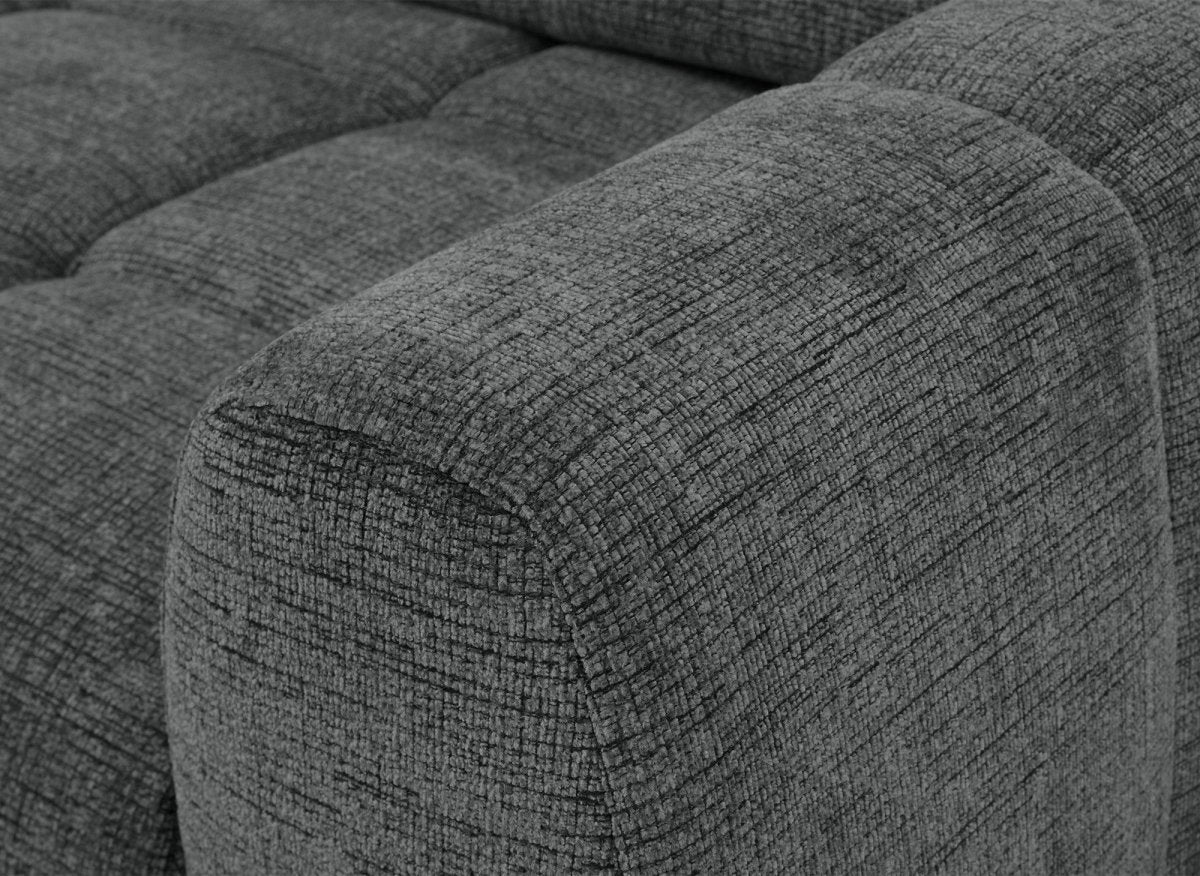 Canapé d'angle relax électrique en velours chiné gris DANIA -Angle gauche