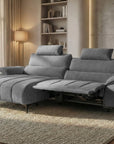 Canapé d’angle relax électrique en velours chiné gris LYANA - Angle gauche