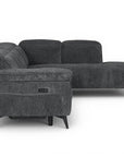 Canapé d'angle relax électrique en velours chiné gris SOLINA - Angle droit