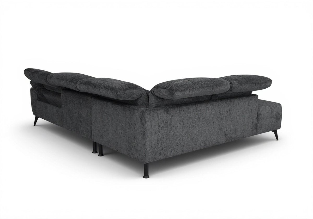 Canapé d'angle relax électrique en velours chiné gris SOLINA - Angle gauche