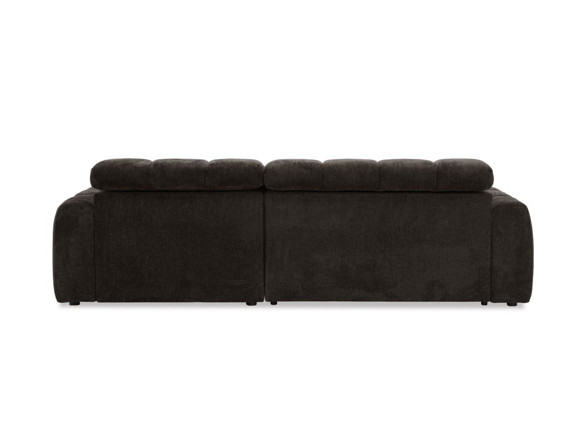 Canapé d'angle relax électrique en velours chiné marron DANIA -Angle droit