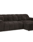 Canapé d'angle relax électrique en velours chiné marron DANIA -Angle droit