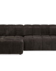 Canapé d'angle relax électrique en velours chiné marron DANIA -Angle gauche