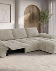 Canapé d’angle relax électrique en velours chiné taupe ALPES - Angle droit